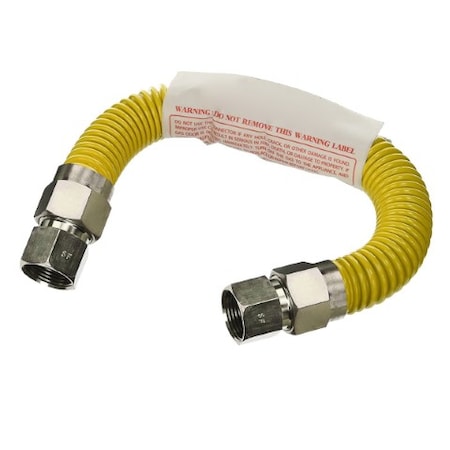 Flextron Gas Line Hose 1/2'' O.D.x24'' Len 3/8" FIP Fittings Yellow Coated Stainless Steel Flexible Connector FTGC-YC38-24H
